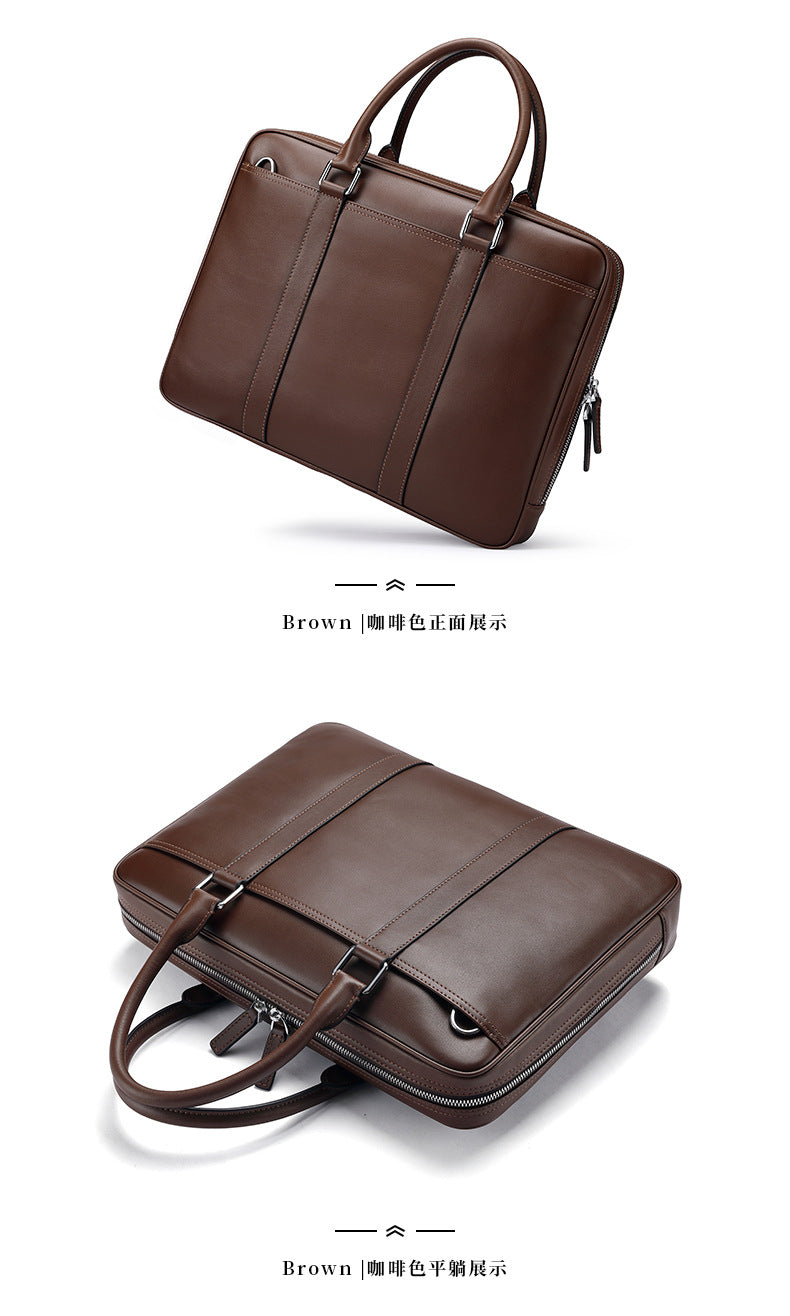 Men's briefcase business genuine cowhide leather casual simple crossbody shoulder bag handbag