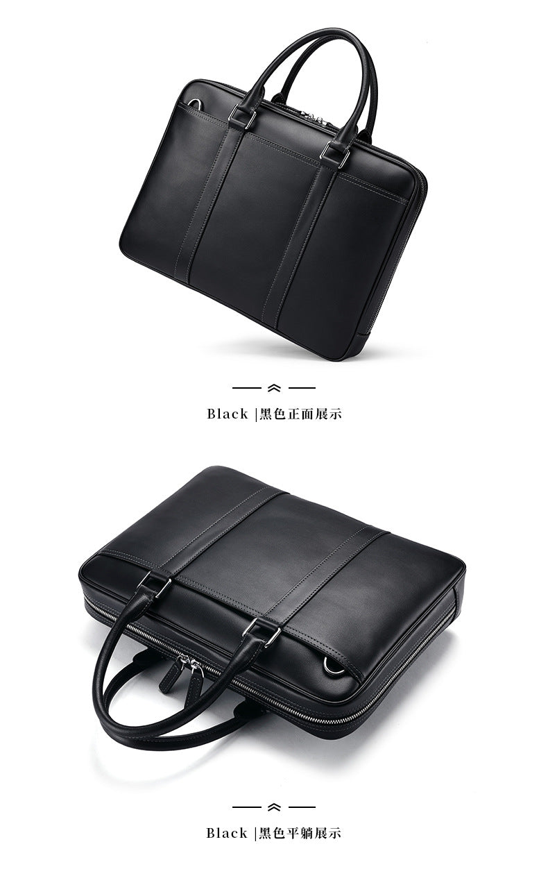 Men's briefcase business genuine cowhide leather casual simple crossbody shoulder bag handbag