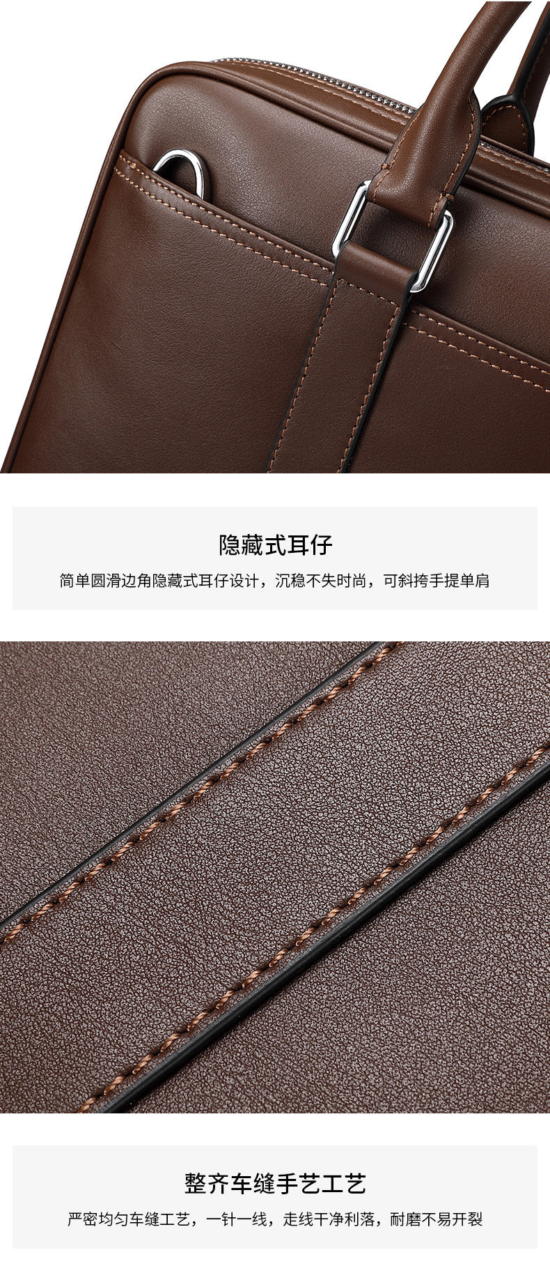 Men's briefcase business genuine cowhide leather casual simple crossbody shoulder bag handbag