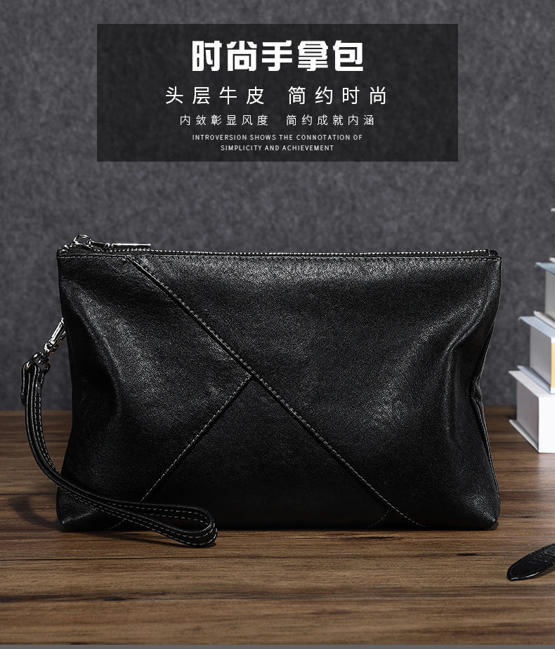 Men's Clutch Bag Made of Cowhide Genuine Leather High Quality Large Capacity Men's Handbag