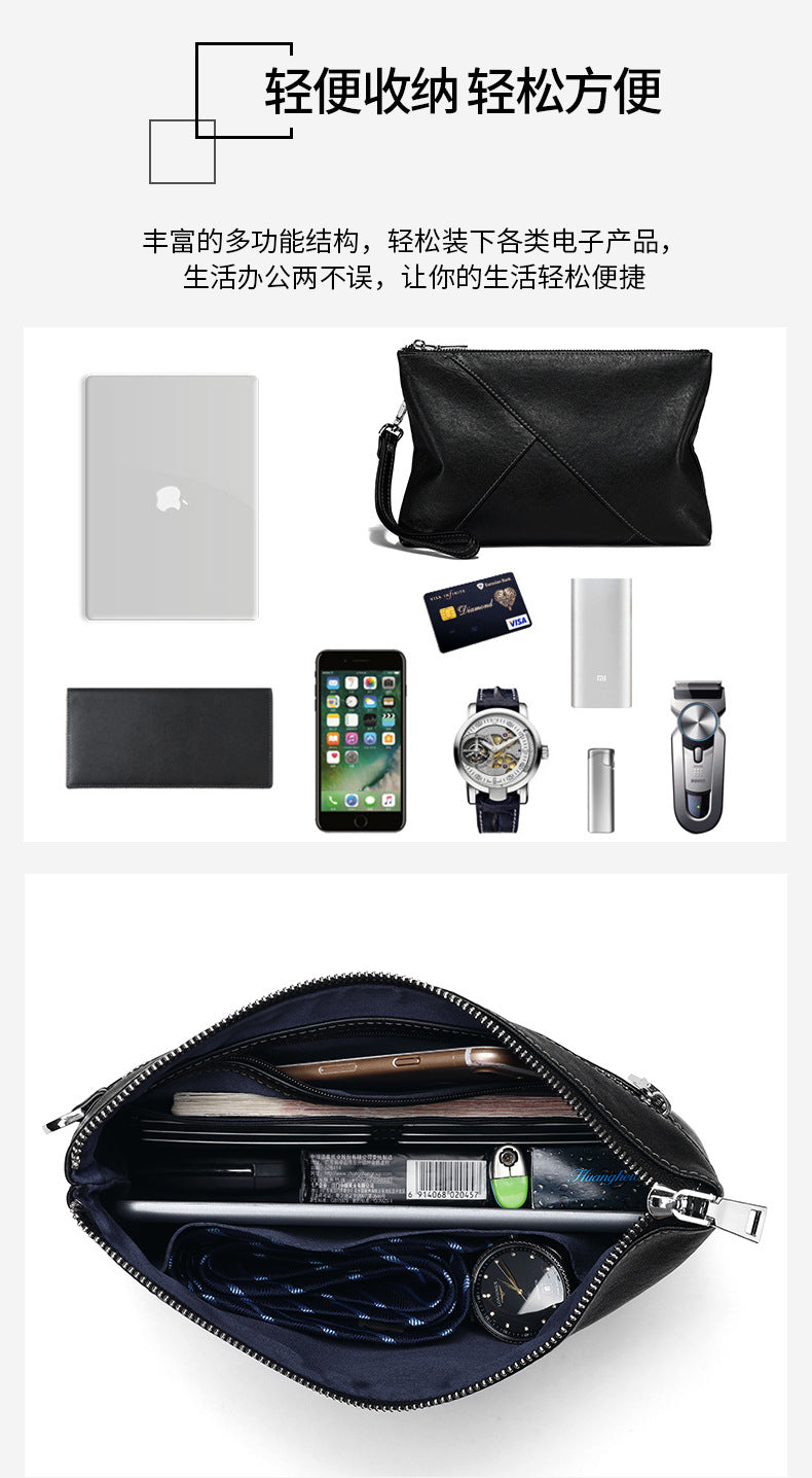Men's Clutch Bag Made of Cowhide Genuine Leather High Quality Large Capacity Men's Handbag