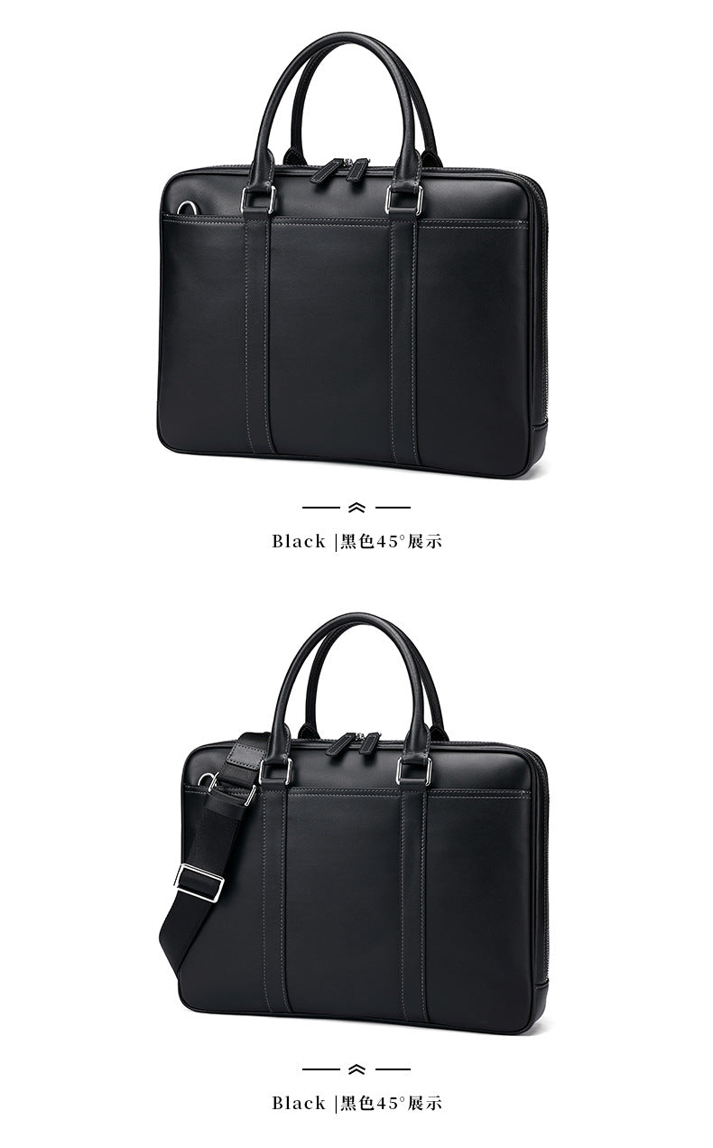 Men's briefcase business genuine cowhide leather casual simple crossbody shoulder bag handbag
