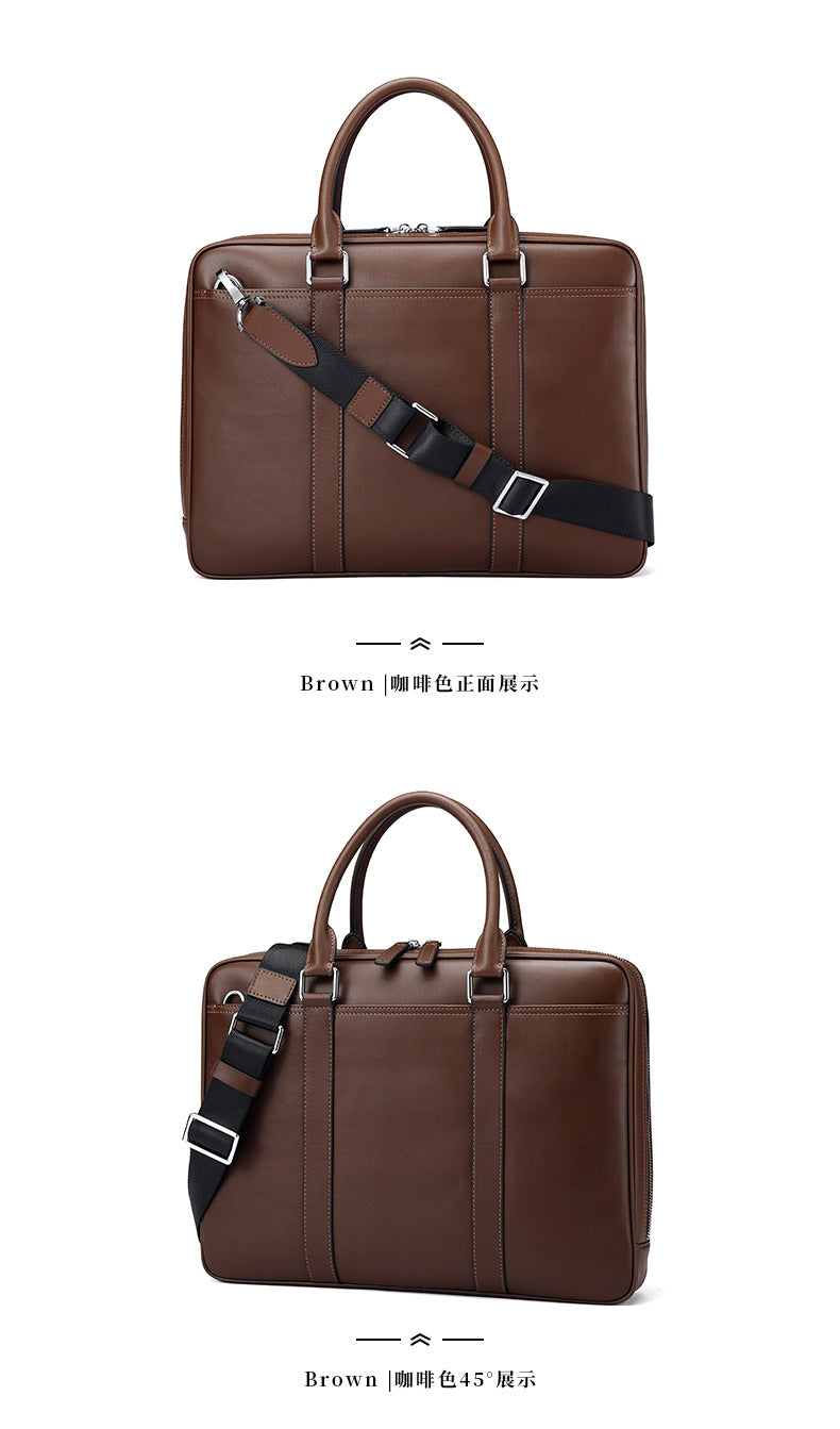 Men's briefcase business genuine cowhide leather casual simple crossbody shoulder bag handbag
