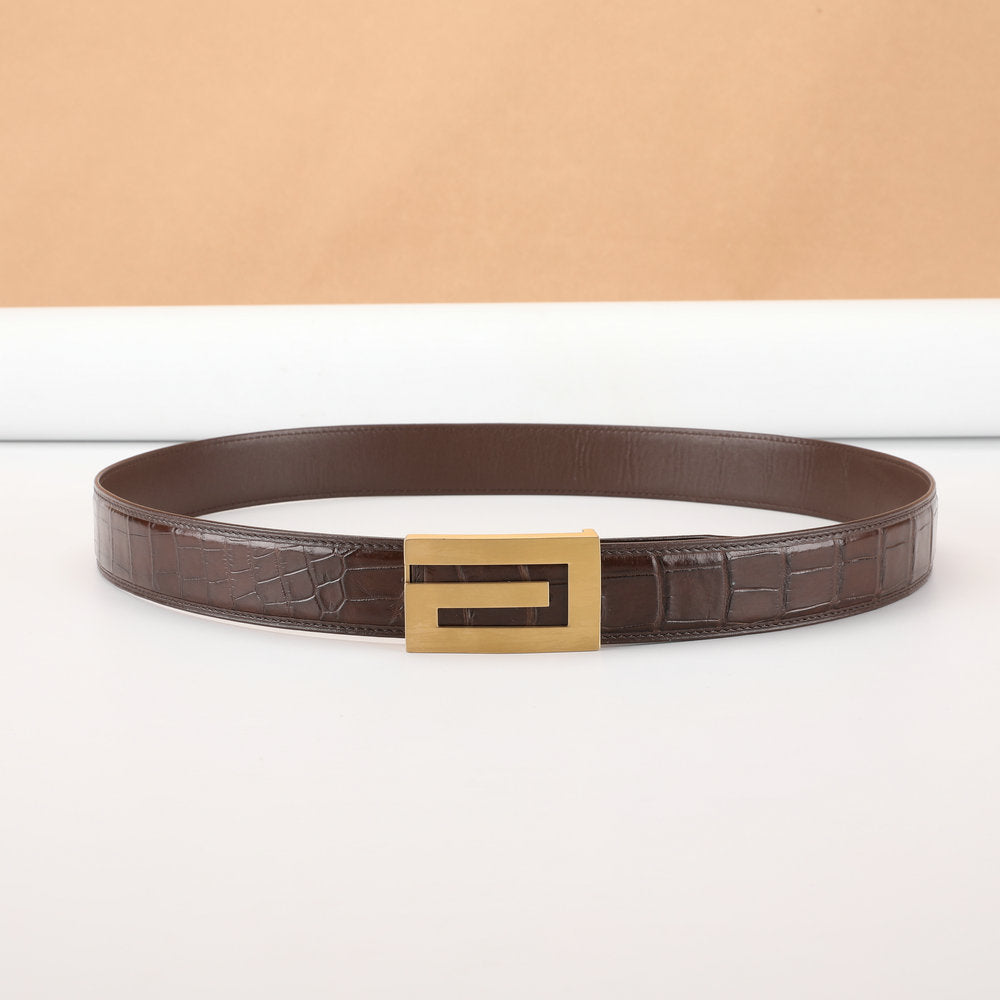 Men's Belt Siamese Crocodile Skin Genuine Leather Smooth Buckle High Quality Casual Business Men's Belt
