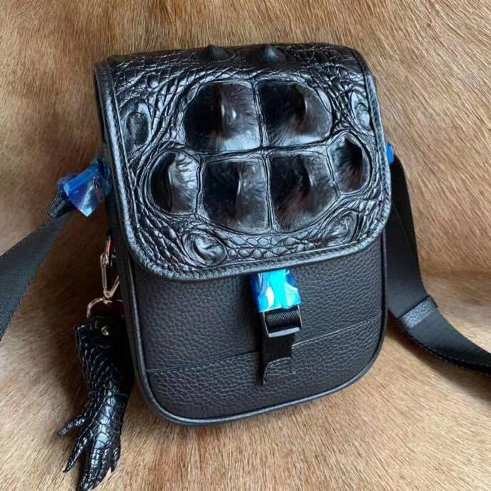 Men's Shoulder Bag Crocodile Skin Skull Skin Genuine Leather Casual Fashion Large Capacity Men's Crossbody Bag