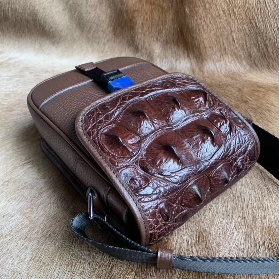 Men's Shoulder Bag Crocodile Skin Skull Skin Genuine Leather Casual Fashion Large Capacity Men's Crossbody Bag