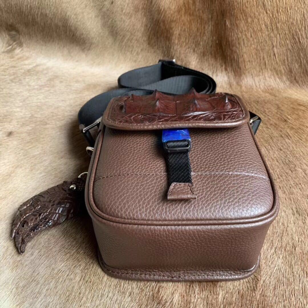 Men's Shoulder Bag Crocodile Skin Skull Skin Genuine Leather Casual Fashion Large Capacity Men's Crossbody Bag