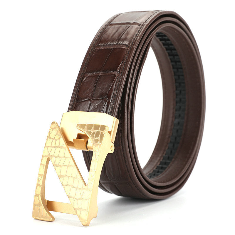 Siamese Crocodile Skin Genuine Leather Automatic Buckle Men's Belt Casual Business or Commuting