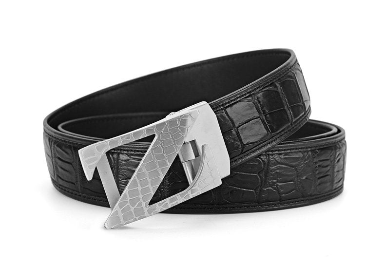 Siamese Crocodile Skin Genuine Leather Automatic Buckle Men's Belt Casual Business or Commuting
