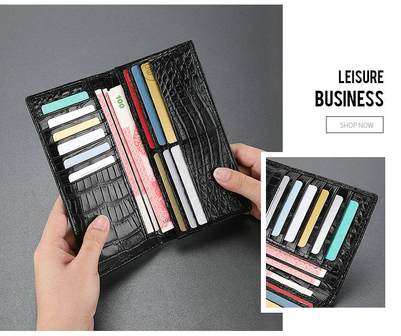 Crocodile skin long wallet men's wallet card bag genuine leather business wallet