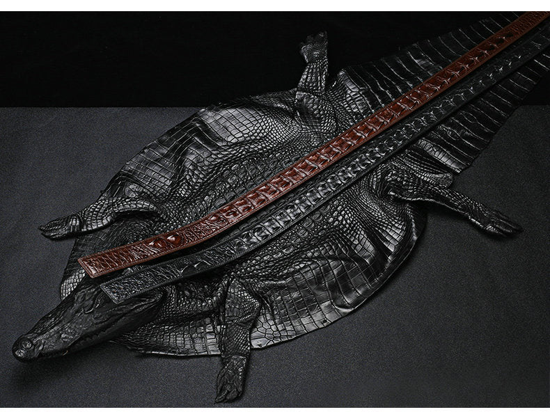 Siamese Crocodile Skin Genuine Leather Automatic Buckle Men's Belt Casual Business or Commuting