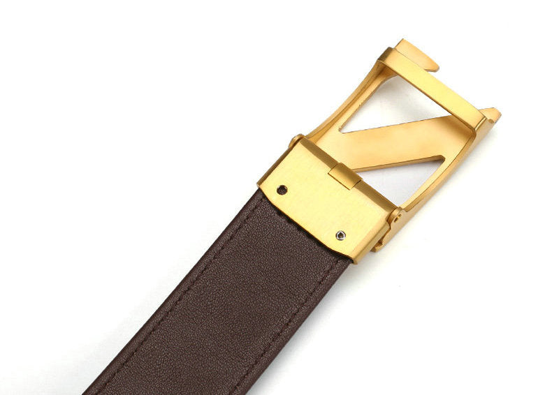 Siamese Crocodile Skin Genuine Leather Automatic Buckle Men's Belt Casual Business or Commuting