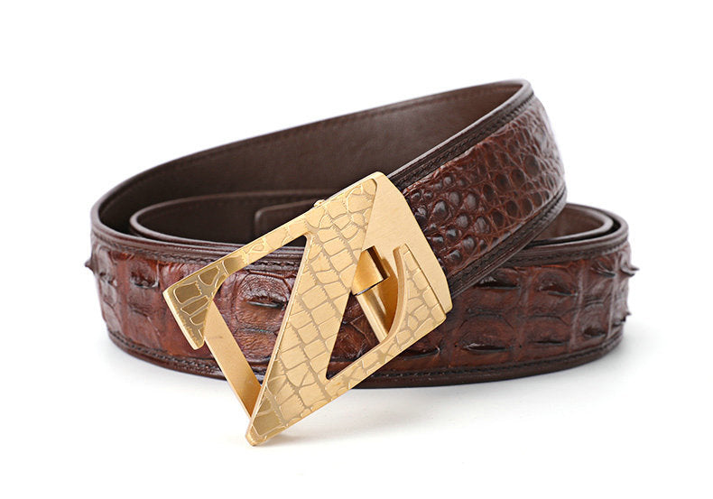Siamese Crocodile Skin Genuine Leather Automatic Buckle Men's Belt Casual Business or Commuting