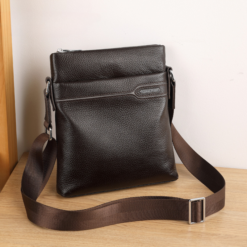 Men's Shoulder Bag Genuine Leather Cowhide Business Crossbody Bag for Men