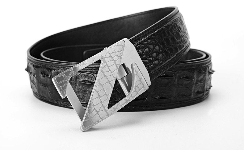 Siamese Crocodile Skin Genuine Leather Automatic Buckle Men's Belt Casual Business or Commuting