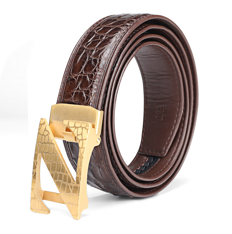 Siamese Crocodile Skin Genuine Leather Automatic Buckle Men's Belt Casual Business or Commuting