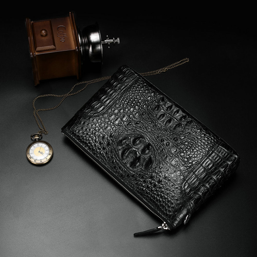 Siamese Crocodile Skin Handbag Genuine Leather Business Casual Men's Bag