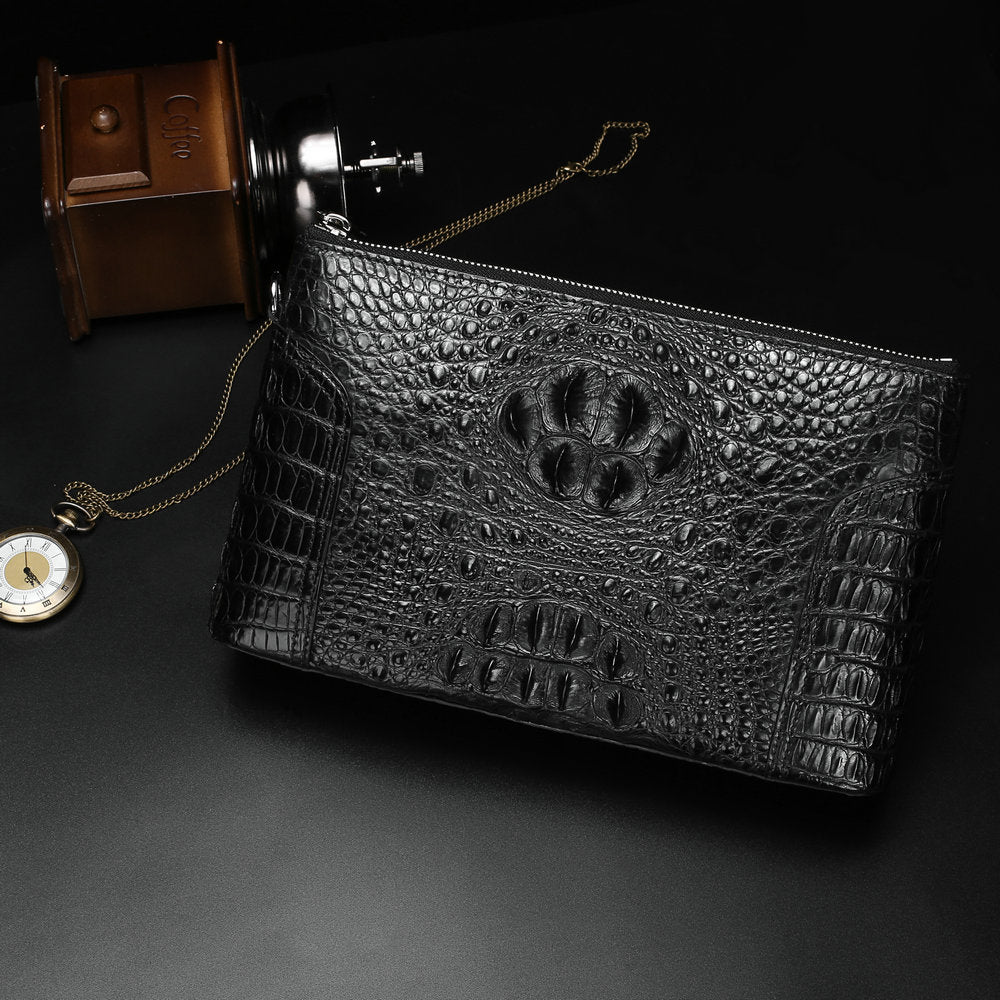 Siamese Crocodile Skin Handbag Genuine Leather Business Casual Men's Bag