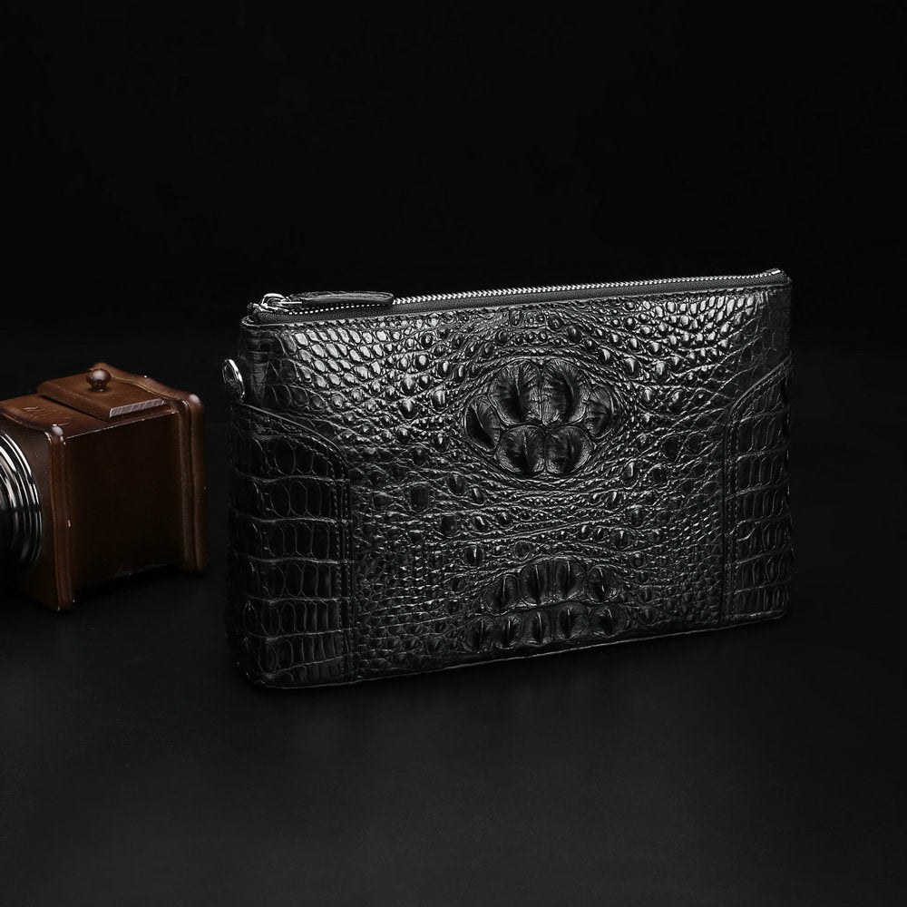Siamese Crocodile Skin Handbag Genuine Leather Business Casual Men's Bag