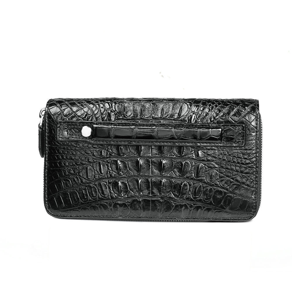 Taiwanese Crocodile Skin Genuine Leather Long Wallet Double Zipper Business Casual Large Capacity Handbag Wallet