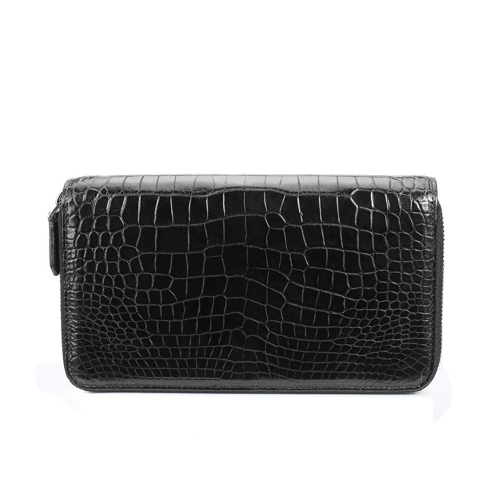 Siamese Crocodile Skin Long Wallet Men's Large Capacity Zipper Genuine Leather Wallet Business Casual Handbag