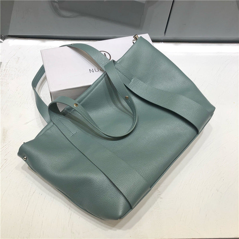 Zipper bag casual shoulder bag large capacity cowhide ladies bag genuine leather tote bag diagonal shoulder bag