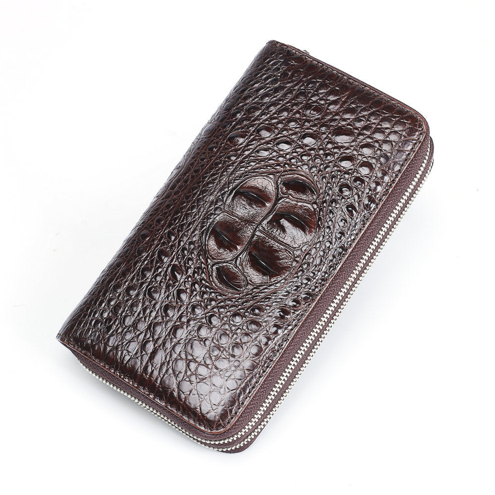 Taiwanese Crocodile Skin Genuine Leather Long Wallet Double Zipper Business Casual Large Capacity Handbag Wallet