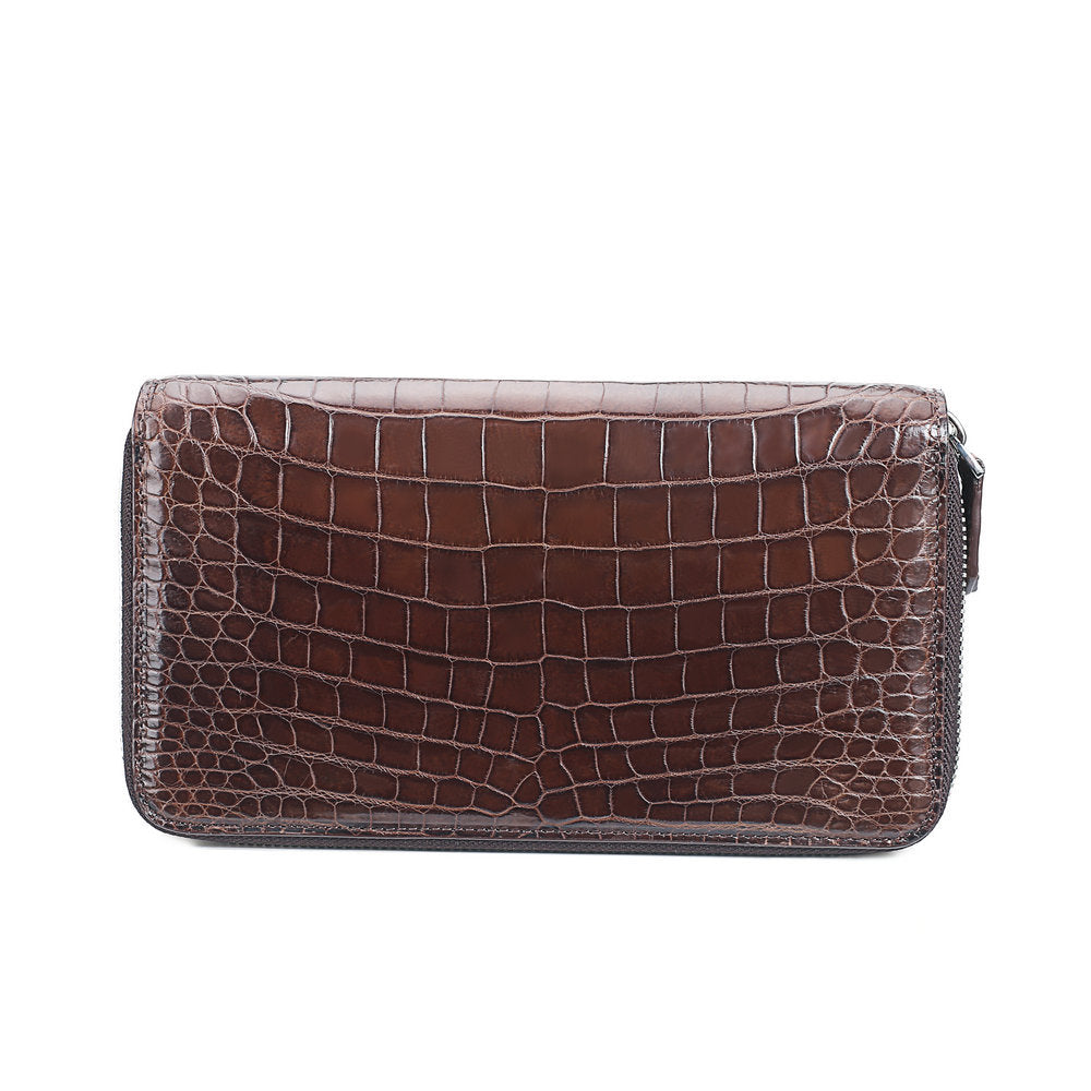Siamese Crocodile Skin Long Wallet Men's Large Capacity Zipper Genuine Leather Wallet Business Casual Handbag