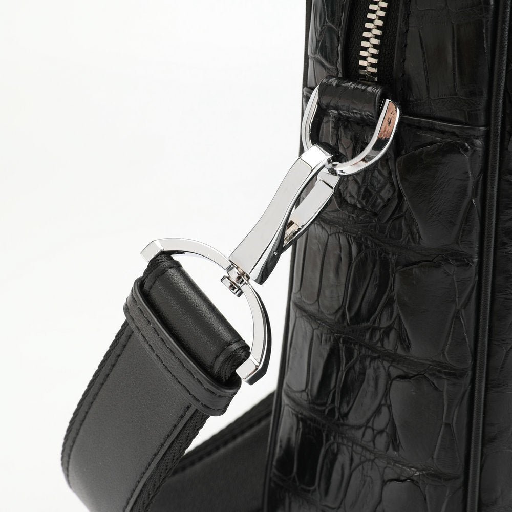 Siamese Crocodile Skin Briefcase Men's Bag Genuine Leather Shoulder Bag Crossbody Business Bag Handbag
