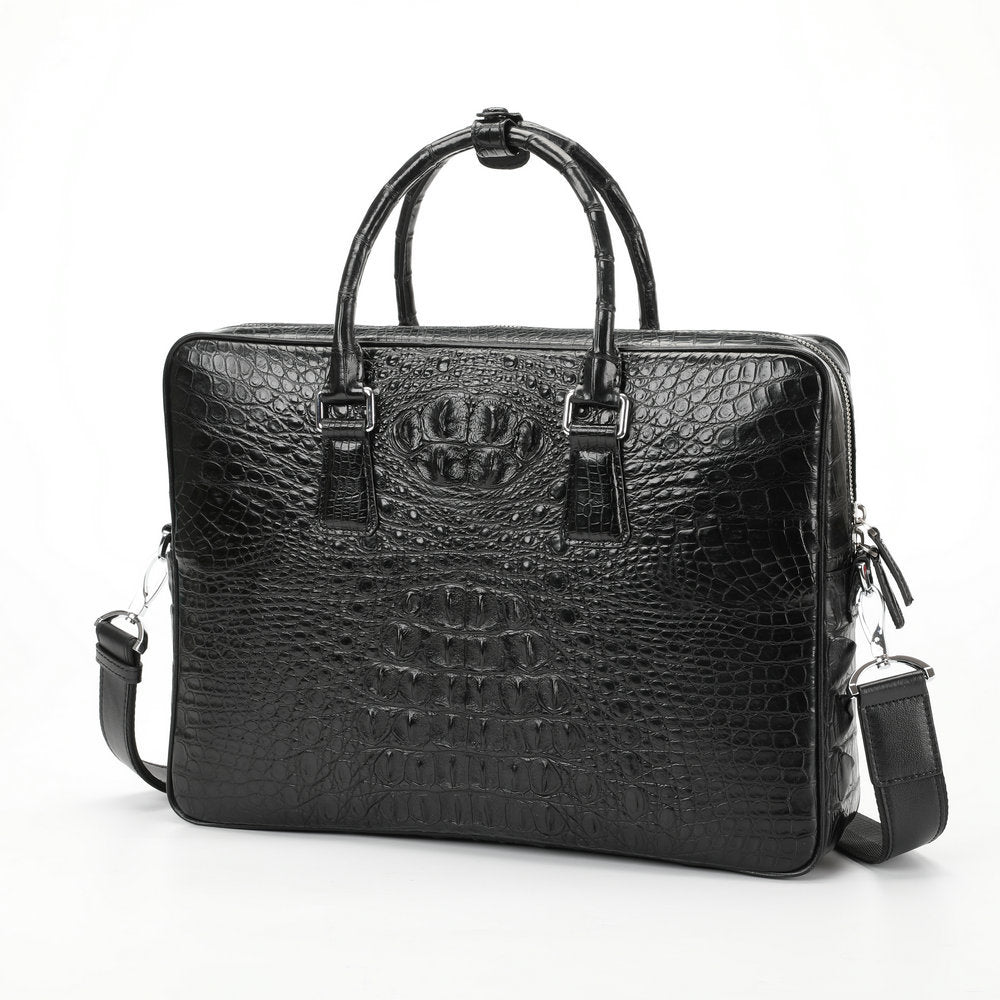Siamese Crocodile Skin Briefcase Men's Bag Genuine Leather Shoulder Bag Crossbody Business Bag Handbag