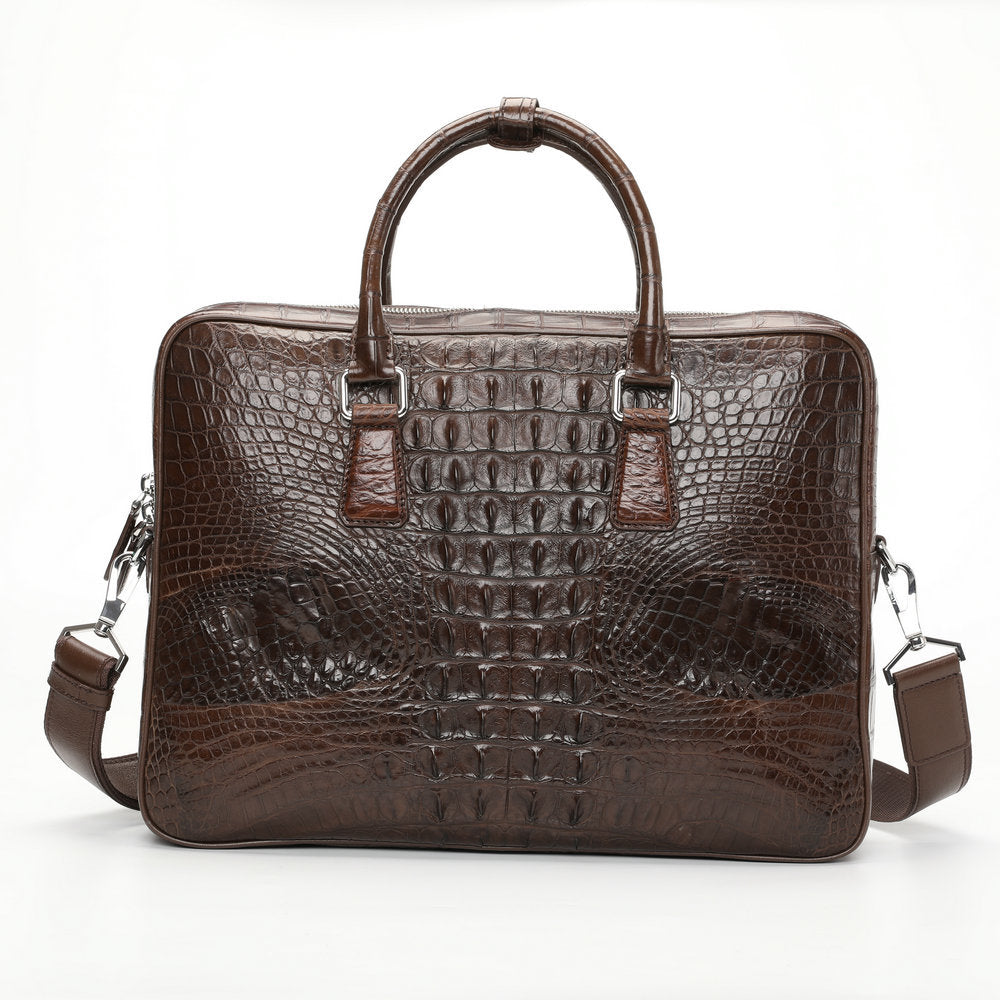 Siamese Crocodile Skin Briefcase Men's Bag Genuine Leather Shoulder Bag Crossbody Business Bag Handbag