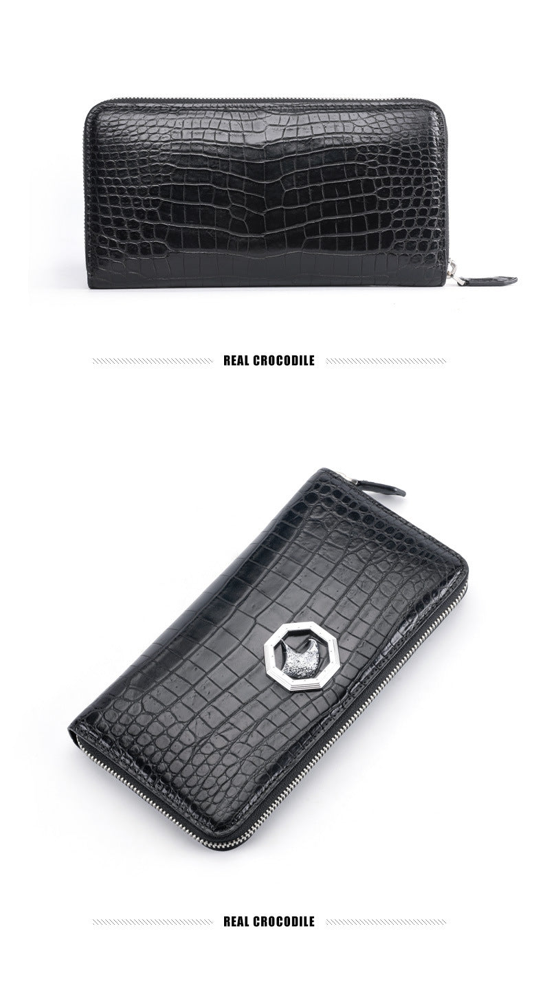 New crocodile belly skin genuine leather long wallet men's wallet business casual men's handbag