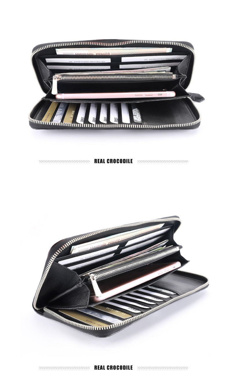 New crocodile belly skin genuine leather long wallet men's wallet business casual men's handbag