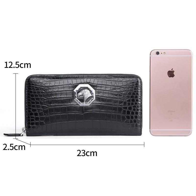 New crocodile belly skin genuine leather long wallet men's wallet business casual men's handbag
