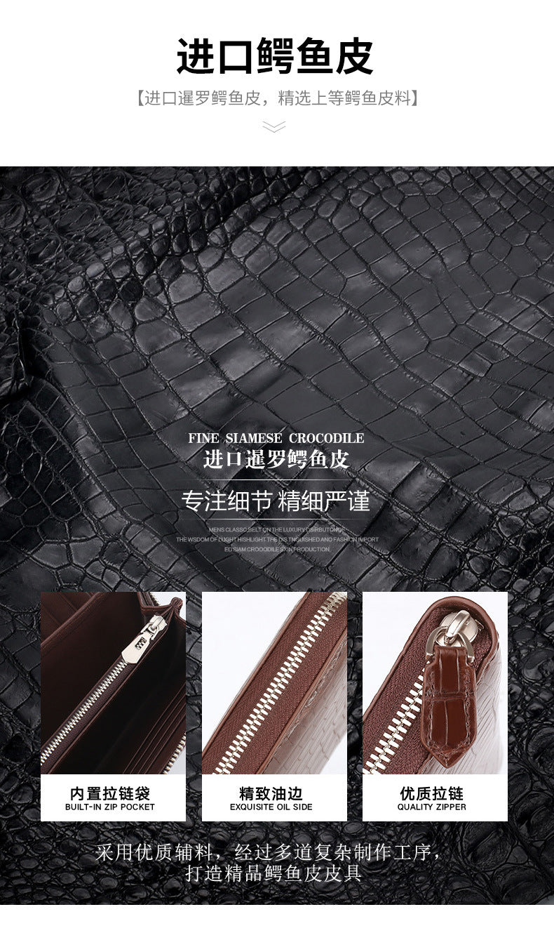 New crocodile belly skin genuine leather long wallet men's wallet business casual men's handbag