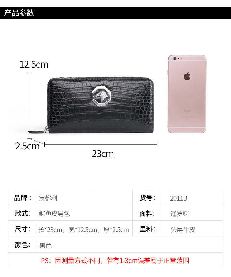 New crocodile belly skin genuine leather long wallet men's wallet business casual men's handbag