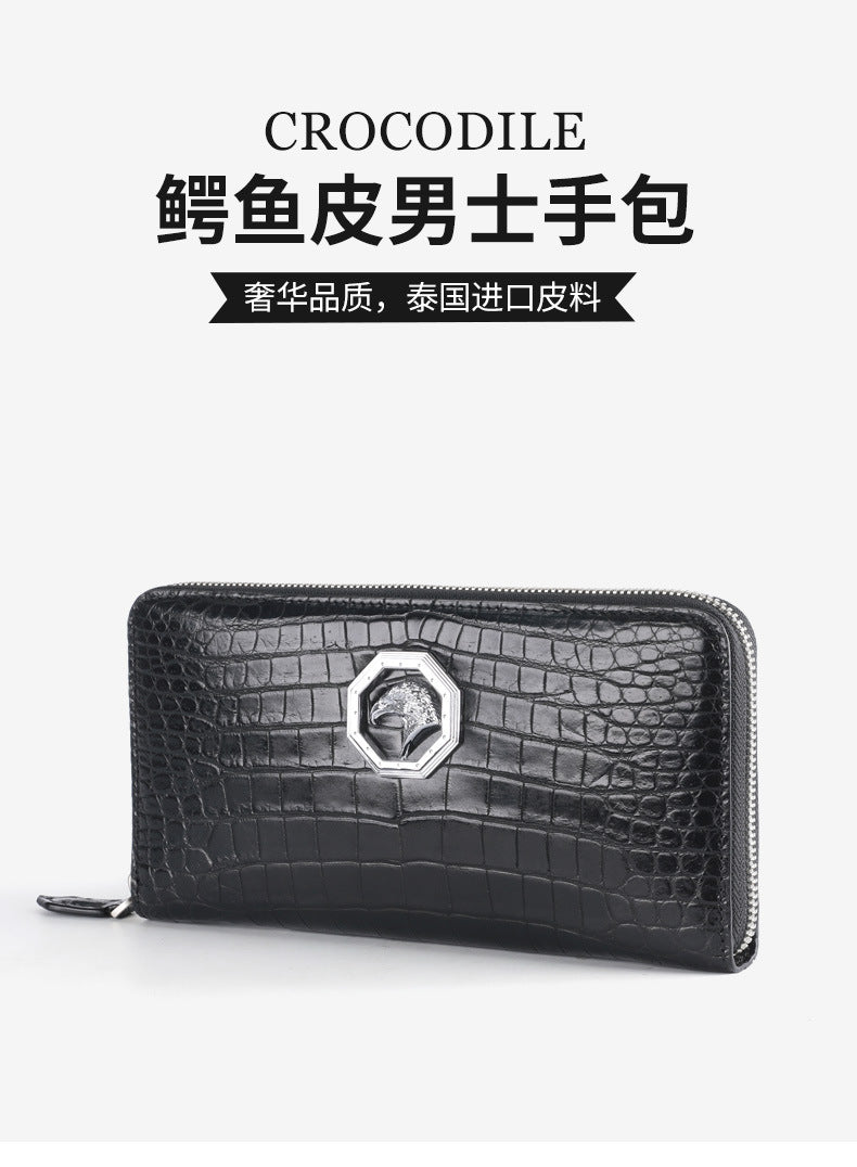 New crocodile belly skin genuine leather long wallet men's wallet business casual men's handbag