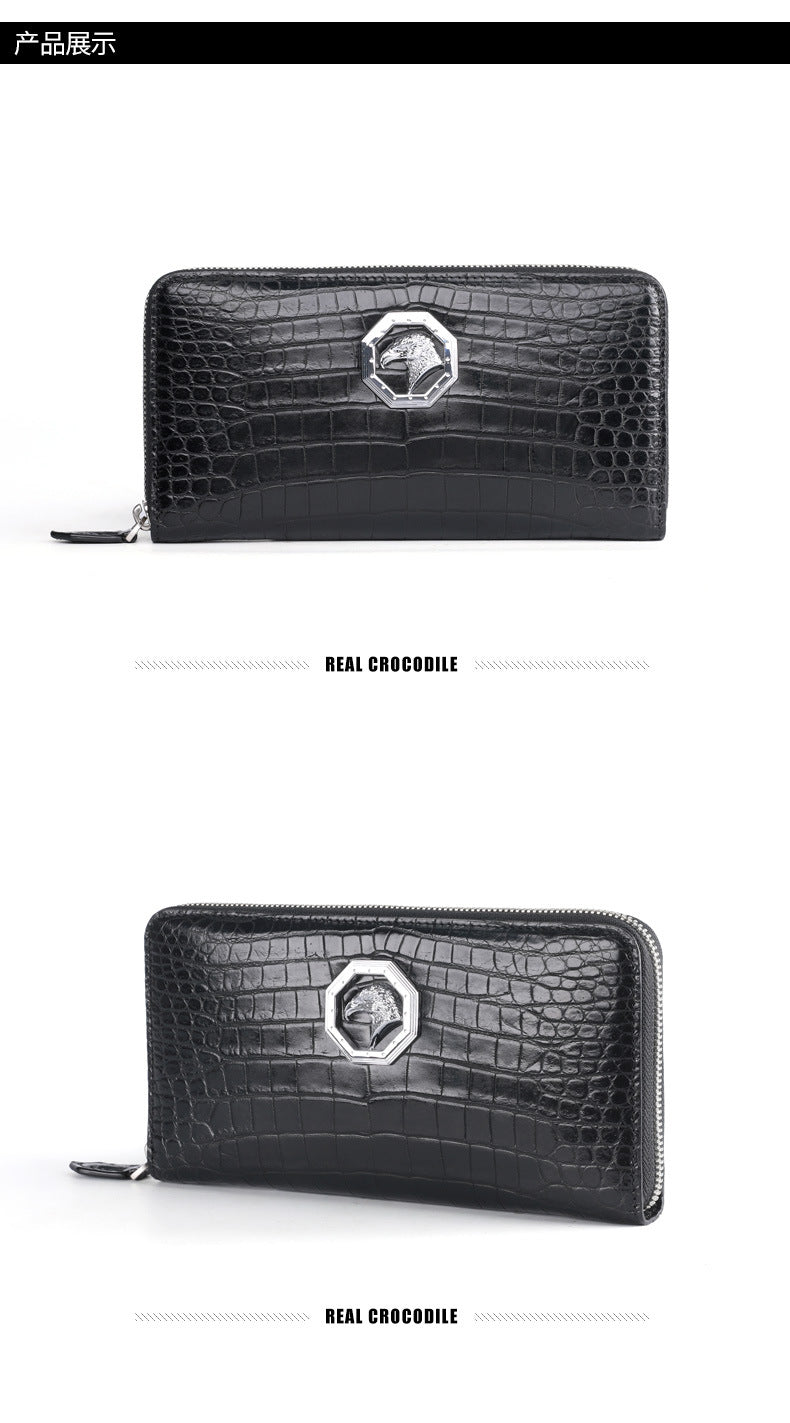 New crocodile belly skin genuine leather long wallet men's wallet business casual men's handbag