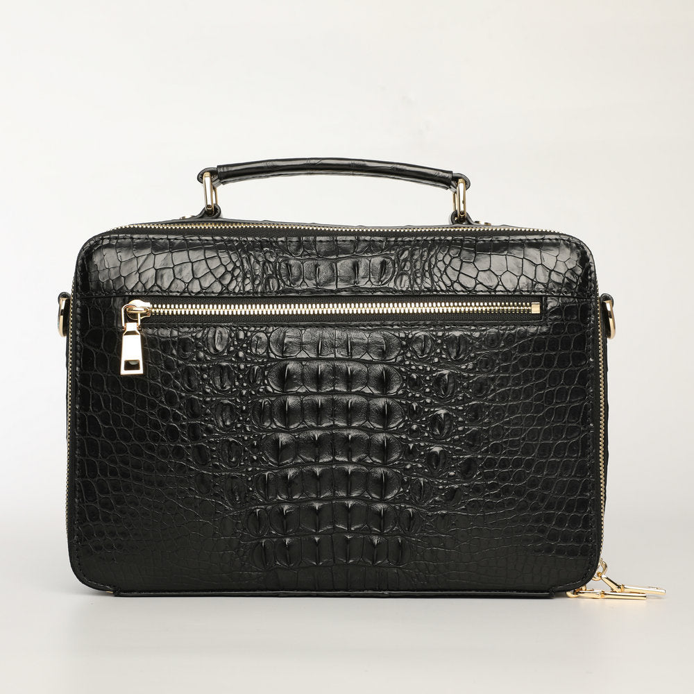 New Siamese Crocodile Skin Men's Bag Genuine Leather Stylish Commuting Business Bag Multifunctional Shoulder Bag Crossbody Bag Handbag