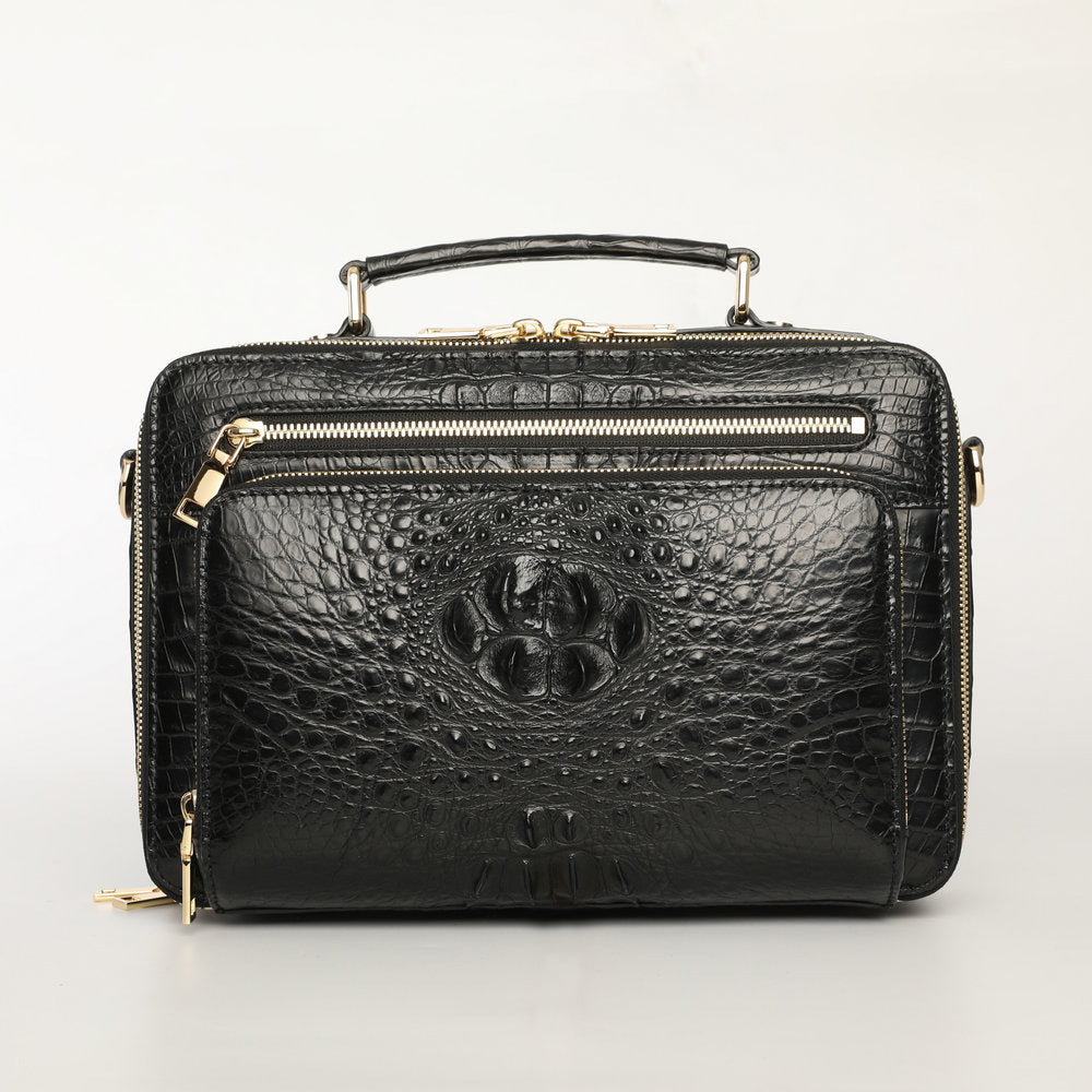New Siamese Crocodile Skin Men's Bag Genuine Leather Stylish Commuting Business Bag Multifunctional Shoulder Bag Crossbody Bag Handbag