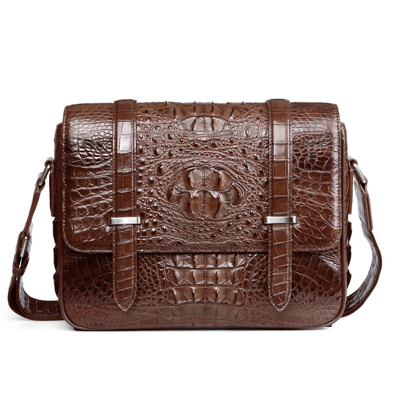 New Crocodile Skin Men's Cambridge Bag Genuine Leather High Quality Luxury Casual Business Crossbody Bag Shoulder Bag