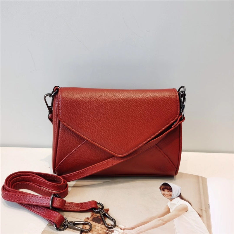 Women's genuine leather bag Crossbody bag Shoulder bag Horizontal bag Goes with anything