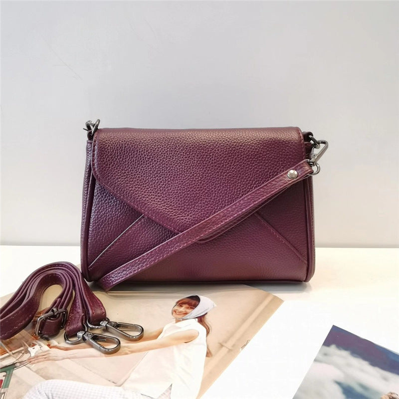 Women's genuine leather bag Crossbody bag Shoulder bag Horizontal bag Goes with anything
