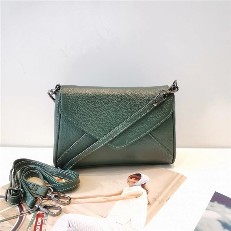 Women's genuine leather bag Crossbody bag Shoulder bag Horizontal bag Goes with anything