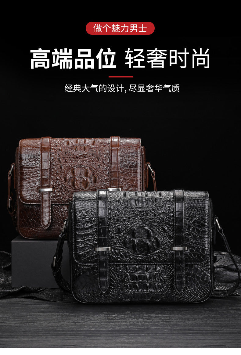 New Crocodile Skin Men's Cambridge Bag Genuine Leather High Quality Luxury Casual Business Crossbody Bag Shoulder Bag