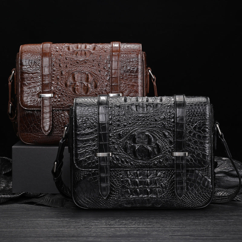New Crocodile Skin Men's Cambridge Bag Genuine Leather High Quality Luxury Casual Business Crossbody Bag Shoulder Bag