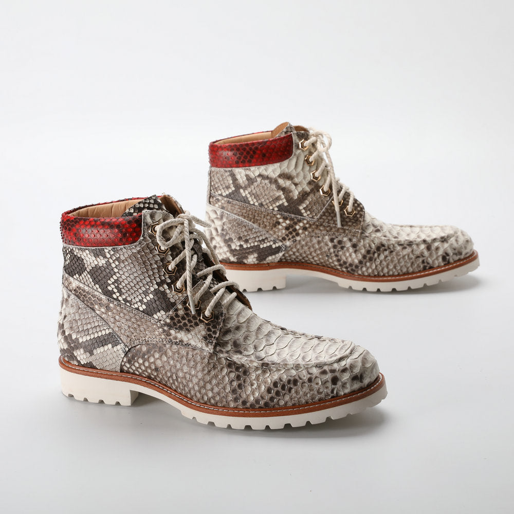 Python Skin Genuine Leather Men's Boots Martin Boots Casual Shoes
