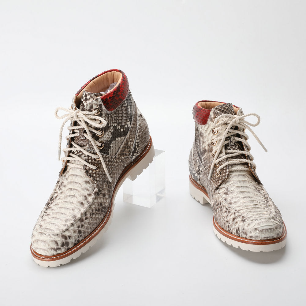 Python Skin Genuine Leather Men's Boots Martin Boots Casual Shoes