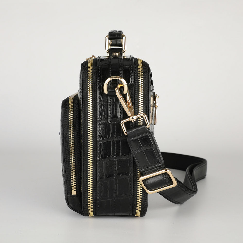 New Siamese Crocodile Skin Men's Bag Genuine Leather Stylish Commuting Business Bag Multifunctional Shoulder Bag Crossbody Bag Handbag