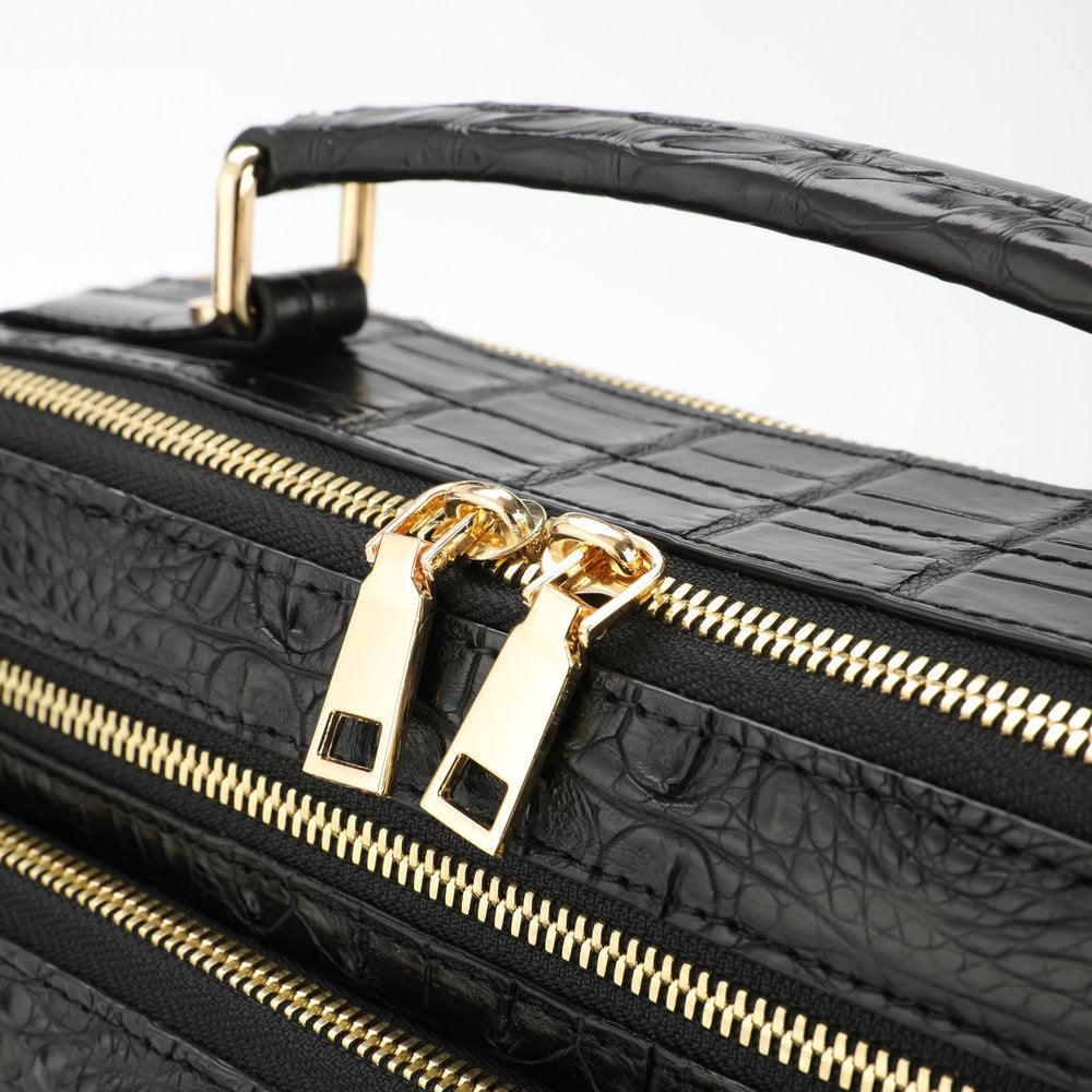 New Siamese Crocodile Skin Men's Bag Genuine Leather Stylish Commuting Business Bag Multifunctional Shoulder Bag Crossbody Bag Handbag